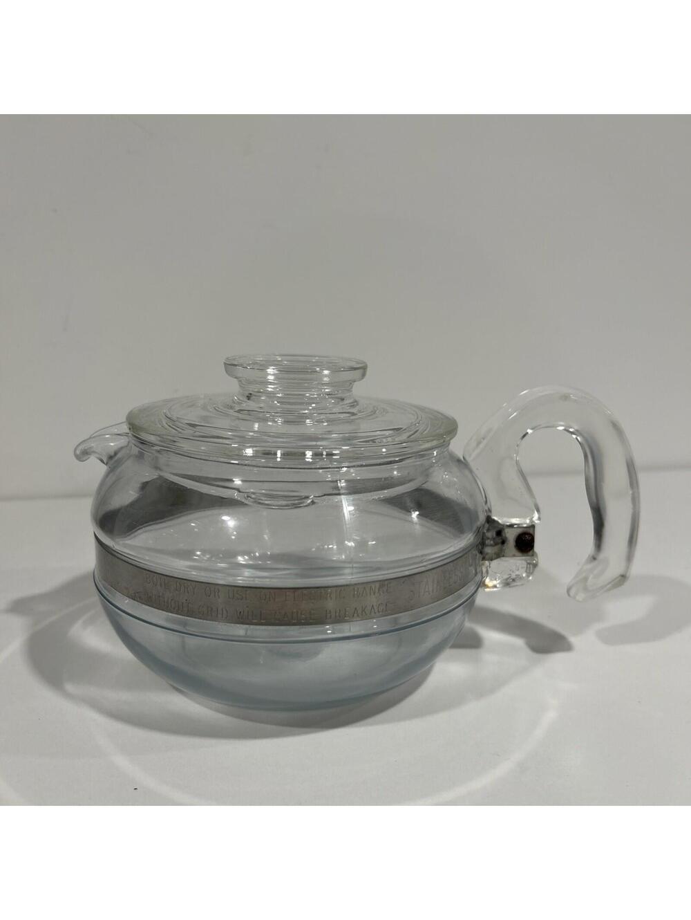 Vintage Pyrex Flameware Glass Teapot & Lid Stove Top Coffee/Tea Pot